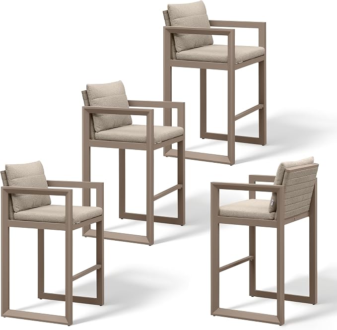 PURPLE LEAF Outdoor Bar Stools Set of 4 31 Inch Modern Aluminum Barstools by Unknown
