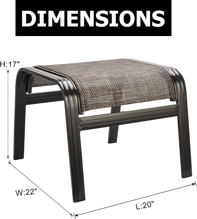 Outdoor Ottomans for Patio Footrest Metal Chairs Patio Footstools Furniture - Image 3
