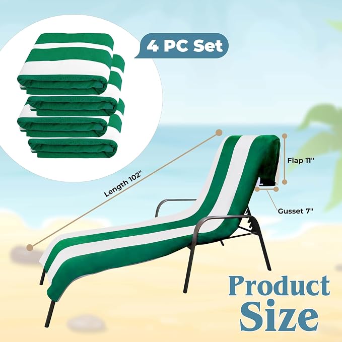 Superior Cabana Cotton Lounge Chair Cover, Outdoor Towel/Chaise Furniture Covers - Image 5