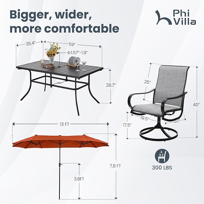 PHI VILLA 8 Piece Patio Dining Set - Image 8