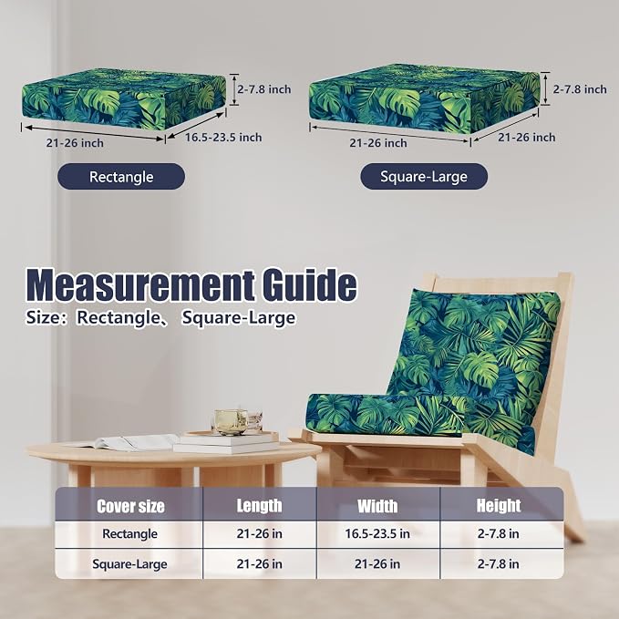8Pcs Square Large + Rectangle Stretch Patio Cushion Covers, Couch & Sofa - Image 2