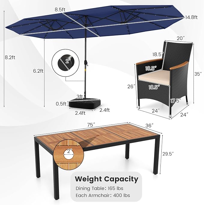 Tangkula 11 Pieces Patio Dining Set - Image 5