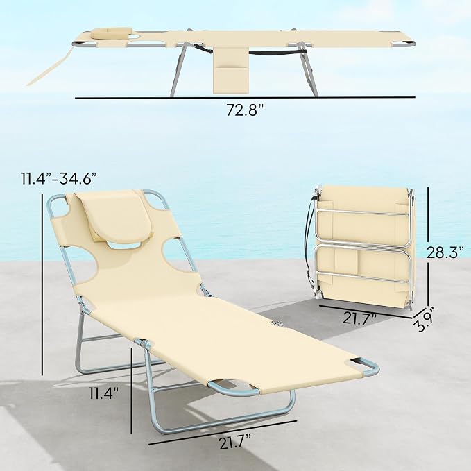 Outsunny Chaise Lounge Chair Outdoor Set of 2 - Image 3