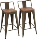 Bar Stools Set of 2 Metal Bar Stool Counter Height Bar Stools 26" Rusty Modern by POINTANT