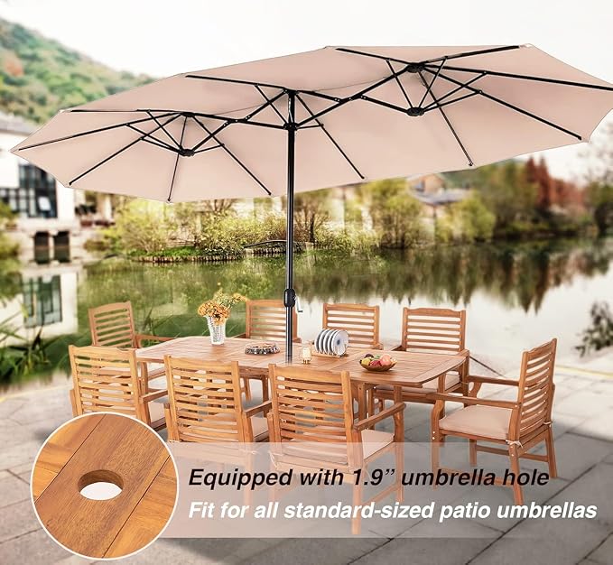 PHI VILLA Outdoor Acacia Wood Dining Table - Image 4