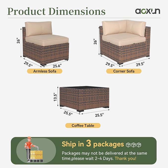 Aoxun 11 Piece Patio Furniture Set Wicker Rattan Patio Conversation Set Outdoor - Image 8
