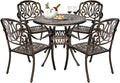 VINGLI 5 Pieces Outdoor Patio Dining Set, Cast Aluminium Patio Furniture Set by VINGLI