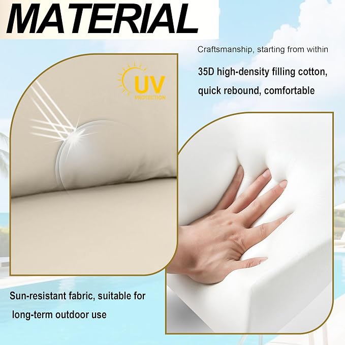 Outdoor Replacement Cushions for Patio Furniture, Splash-Resistant and - Image 4