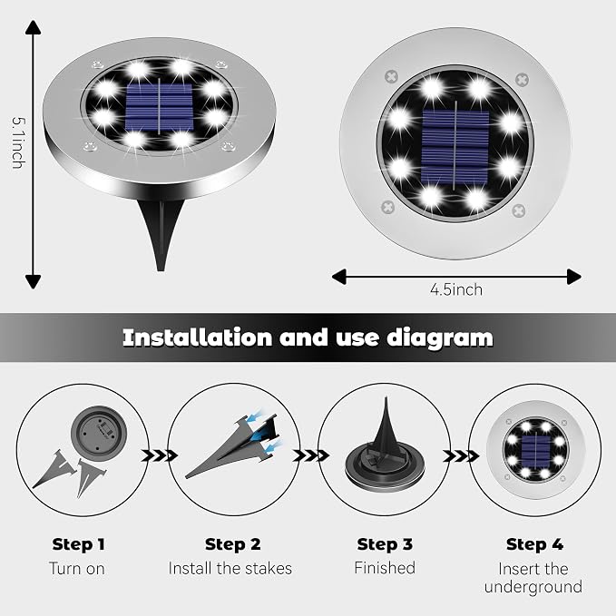 Solar Lights Outdoor 12 Pack, Solar Garden Outdoor Waterproof Pathway Lights - Image 2