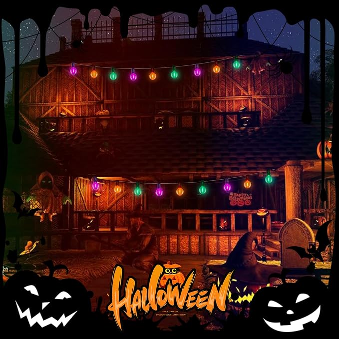 LED Outdoor String Lights 25Ft Orange Purple and Green Halloween Lights Outdoor - Image 6