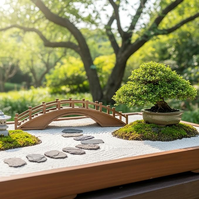 LOGOFUN Miniature Wood Arch Bridge Figurine Mini Wood Bridge Model Tiny Arch - Image 5