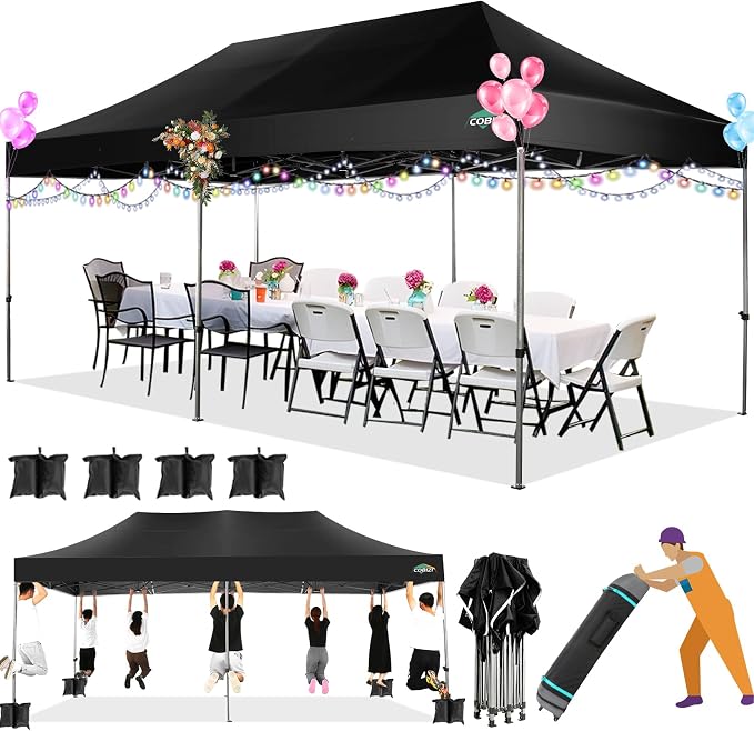 COBIZI 10x20 Heavy Duty Pop up Canopy Tent Easy Up Commercial Outdoor Canopy by COBIZI