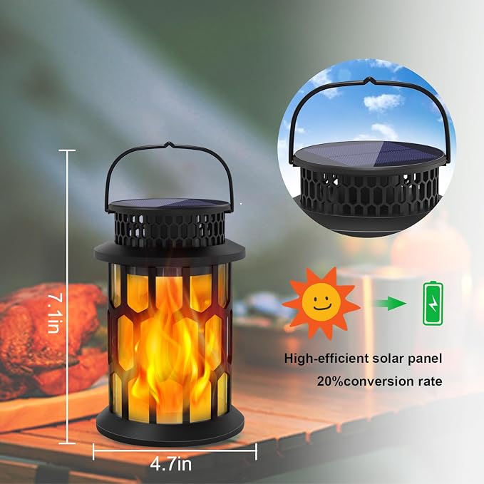 Solar Lights for Outside, Upgraded Solar Lanterns Flickering Flame Outdoor - Image 5