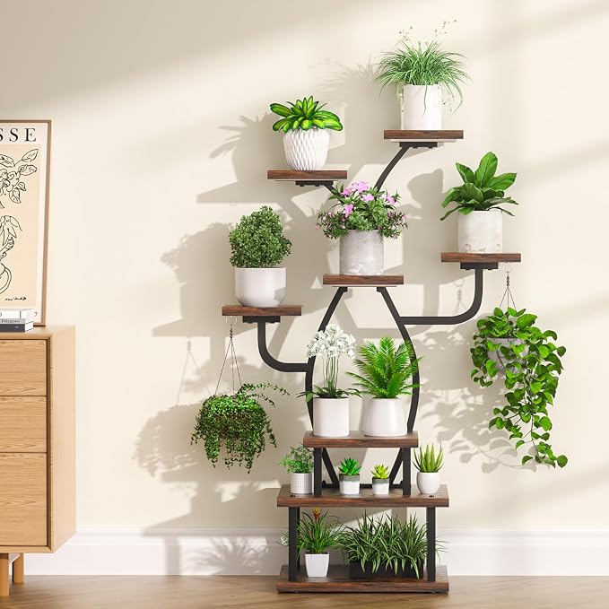Plant Stand Indoor with Grow Light, 8 Tiered 48" Small Plant Shelf, Corner - Image 8