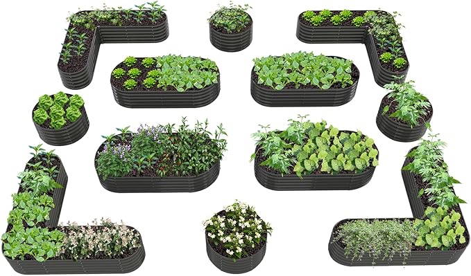 A ANLEOLIFE 12-Pack Galvanized Raised Garden Beds Outdoor, Whole Backyard Farm by AAnleolife