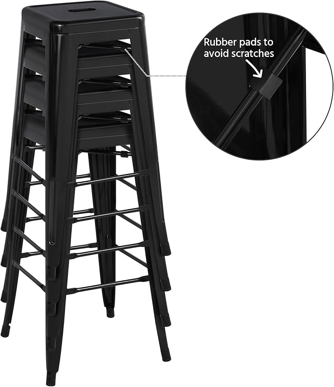 Yaheetech 30'' Metal Bar Stools 4PCS Bar Height Barstools Stackable Bar Chairs - Image 4