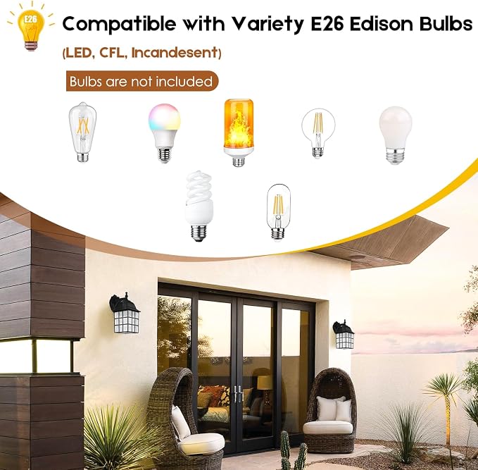 Brightever 2-Pack Dusk to Dawn Outdoor Wall Lantern, Exterior Light Fixtures - Image 5