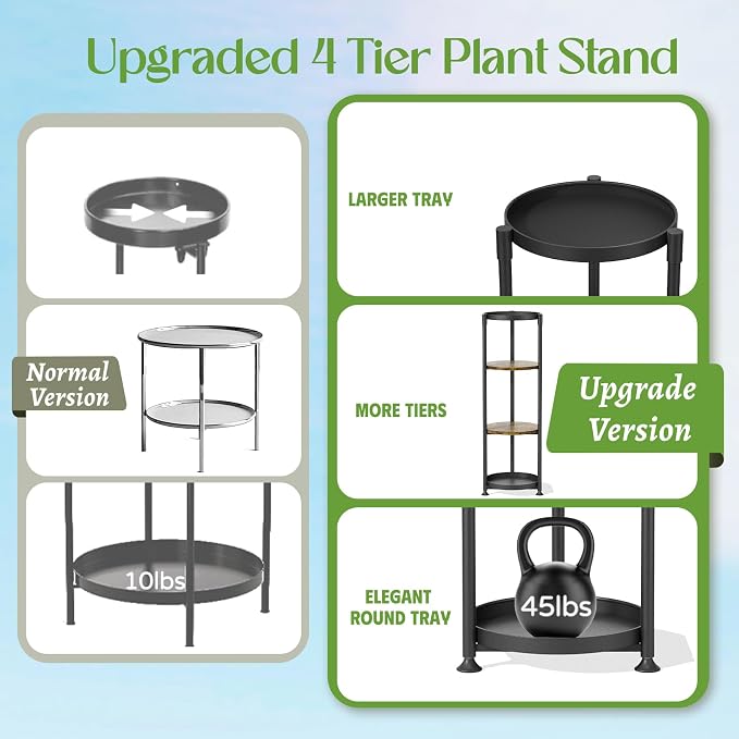 iDavosic.ly 4 Tier Corner Plant Stand Indoor, 45 Inch Tall Vertical Metal - Image 3