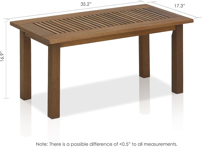 Furinno FG16504 Tioman Hardwood Patio Furniture Outdoor Coffee Table in Teak Oil - Image 3