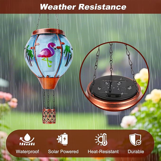 Flamingo Solar Hot Air Balloon Lantern, Outdoor Decor - Image 7