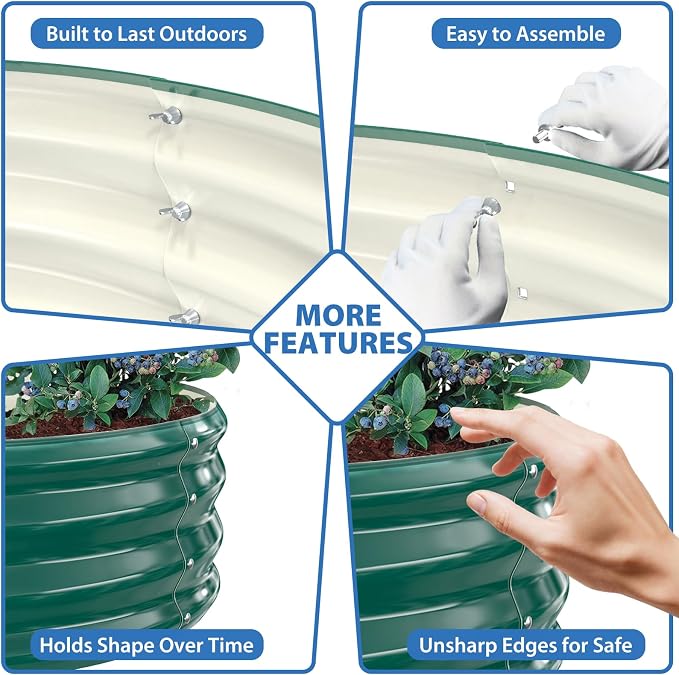 Round Galvanized Raised Garden Bed, Heavy Duty Metal Planter Box - Image 6