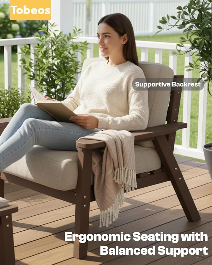 HDPE Patio Furniture Set with Cantilever Umbrella, Outdoor Couch with Washable - Image 8