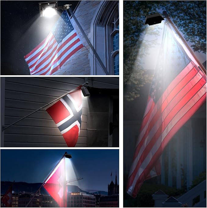 Solar Flag Pole Light, Bright White 6000k Flagpole Light Upgrade Solar Powered - Image 7