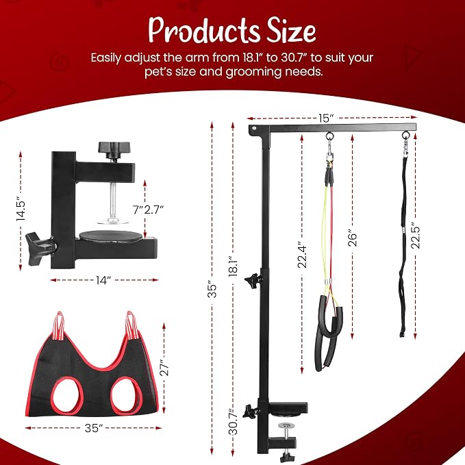 Dog Grooming Arm with Clamp & Pet Grooming Hammock | 4 Extra Bundles | Dog - Image 6
