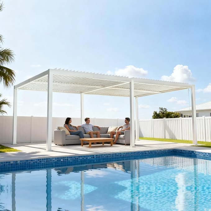 Kozyard Outdoor Louvered Pergola 12ft x 20ft Pergola Sun Shade All-Weather by Kozyard