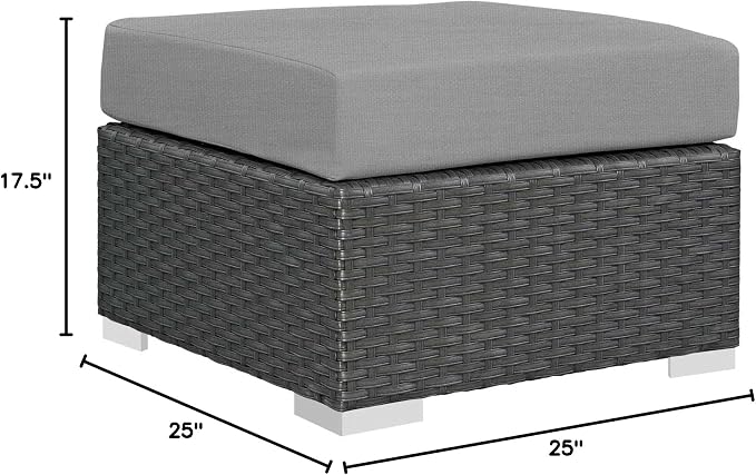 Modway EEI-1855-CHC-GRY Sojourn Outdoor Patio Sunbrella Ottoman in Canvas Gray - Image 3