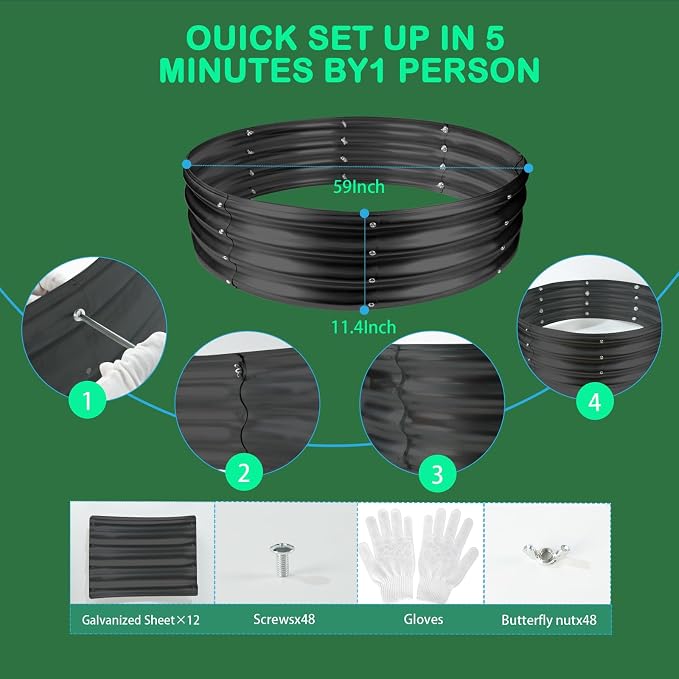 Durable Round Galvanized Steel Raised Garden Bed - Image 5