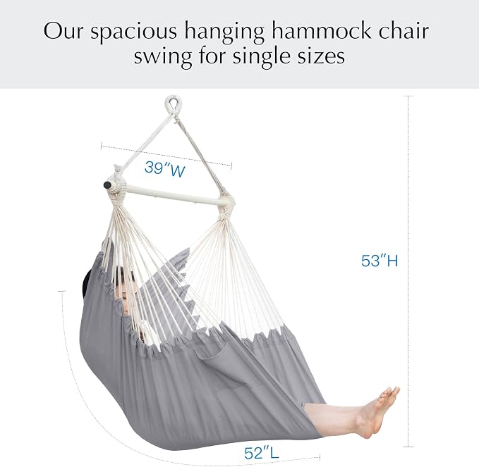 PNAEUT Hammock Chair Hanging Rope Swing - Image 6