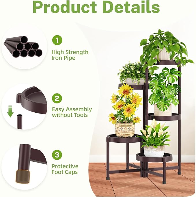 iDavosic.ly 5 Tier Folding Plant Stand Indoor Outdoor - Image 4