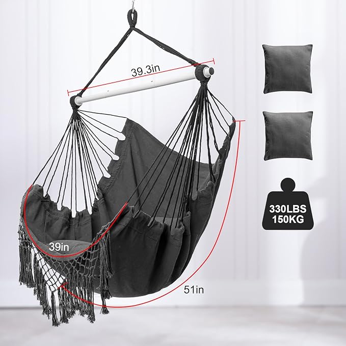 Hammock Chair, Hanging Rope Swing Seat - Image 3