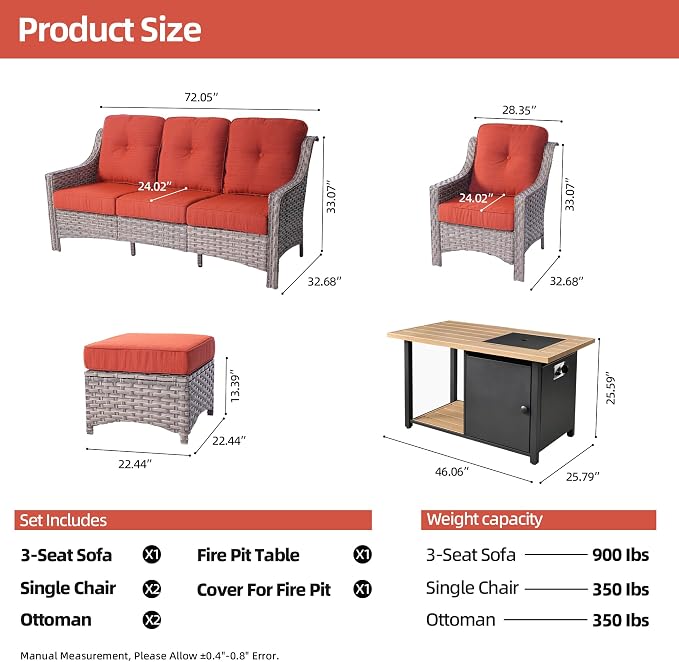 HOOOWOOO 6 Piece Patio Furniture Sets - Image 7