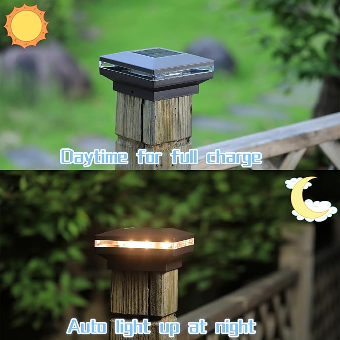 Dynaming 12 Pack Solar Post Lights, Outdoor Solar Powered Decorative Post Cap - Image 5