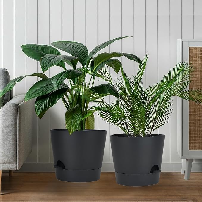 12inch Large Self Watering Plant Pot, Plastic Cylinder Planter - Image 3