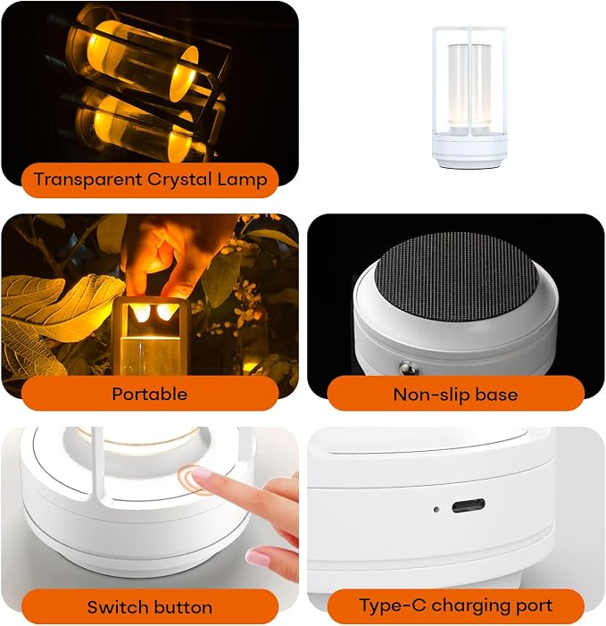 Portable Metal Table Lamp for Indoor/Outdoor, Rechargeable Cordless LED Lamp - Image 6