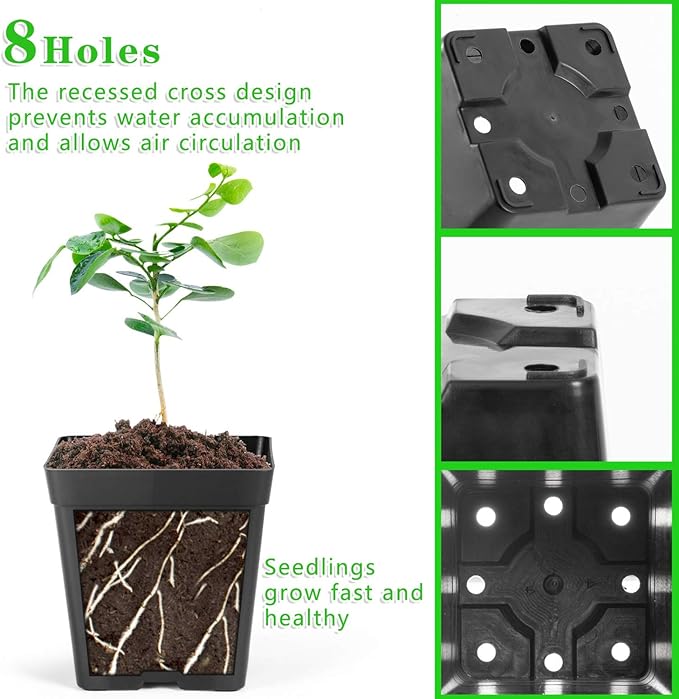 June Fox Square Nursery Pots 3.3 Inches Flexible Plastic Seedling Pots Square - Image 5
