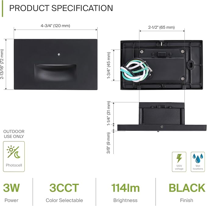ASD LED Recessed Step Light Fixture, Dusk to Dawn Outdoor Stair Tread Lighting - Image 2