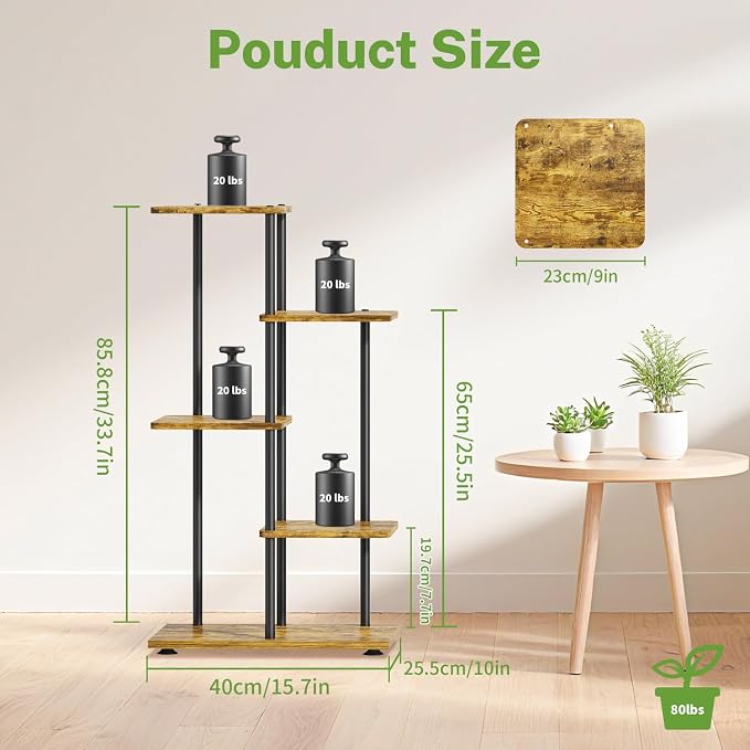iDavosic.ly 4 Tier Plant Stand Indoor, Tiered Corner Metal Wood Multiple Flower - Image 6