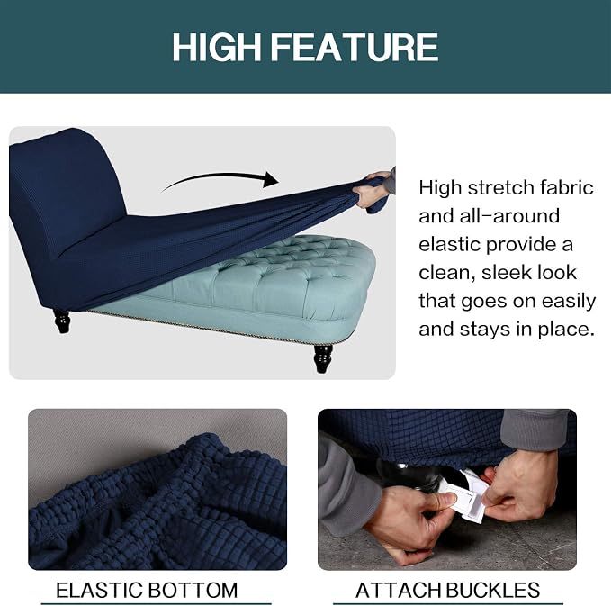 FantasDecor Chaise Lounge Cover Stretch Armless Chair Slipcover - Image 5