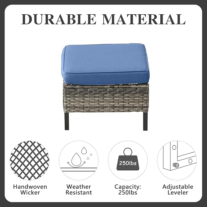 Belord Wicker Patio Furniture 5 Piece Outdoor Sofa Set, Oversize Outdoor Swivel - Image 9