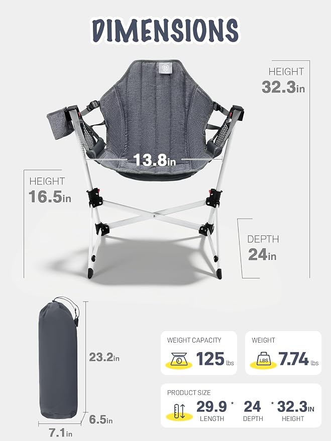 EVER ADVANCED Kids Hammock Chair Foldable, Kids Camping Chair - Image 3