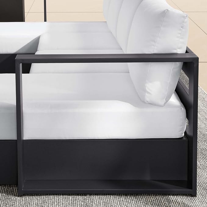 Modway Tahoe Aluminum 4-Piece Outdoor Patio Furniture Gray White, Modular - Image 8