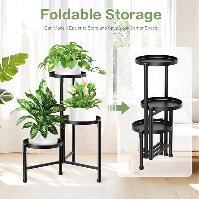 3 Tier Metal Corner Plant Stand Indoor Outdoor, Heightened widened 30'' Tall - Image 5