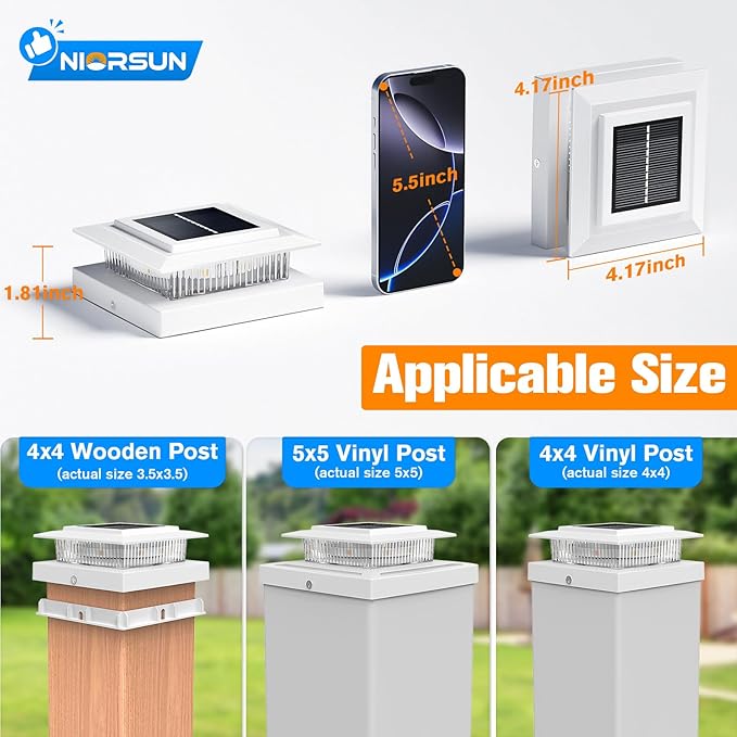 NIORSUN Solar Post Cap Lights Outdoor Waterproof, 4x4 Post Solar Lights RGB - Image 4