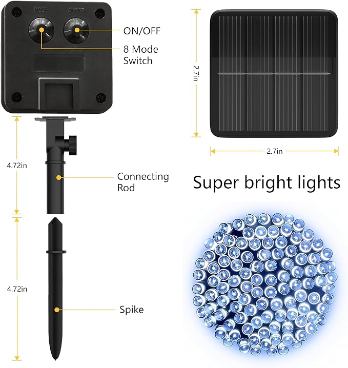 Solar String Lights for Outside, 39Ft 100 LED Solar String Lights Outdoor - Image 4