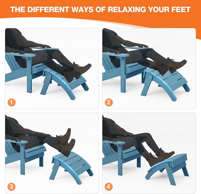 YEFU Adirondack Ottoman, Patio Foot Rest, Adirondack Foot Rest, Folding - Image 7