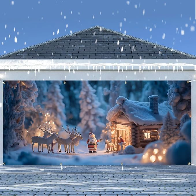 ANNA QUEEN Christmas Garage Door Banner 6×13 FT, Cozy Cabin - Image 7